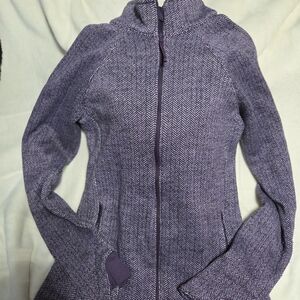 Purple Herringbone Zip-Up Jacket